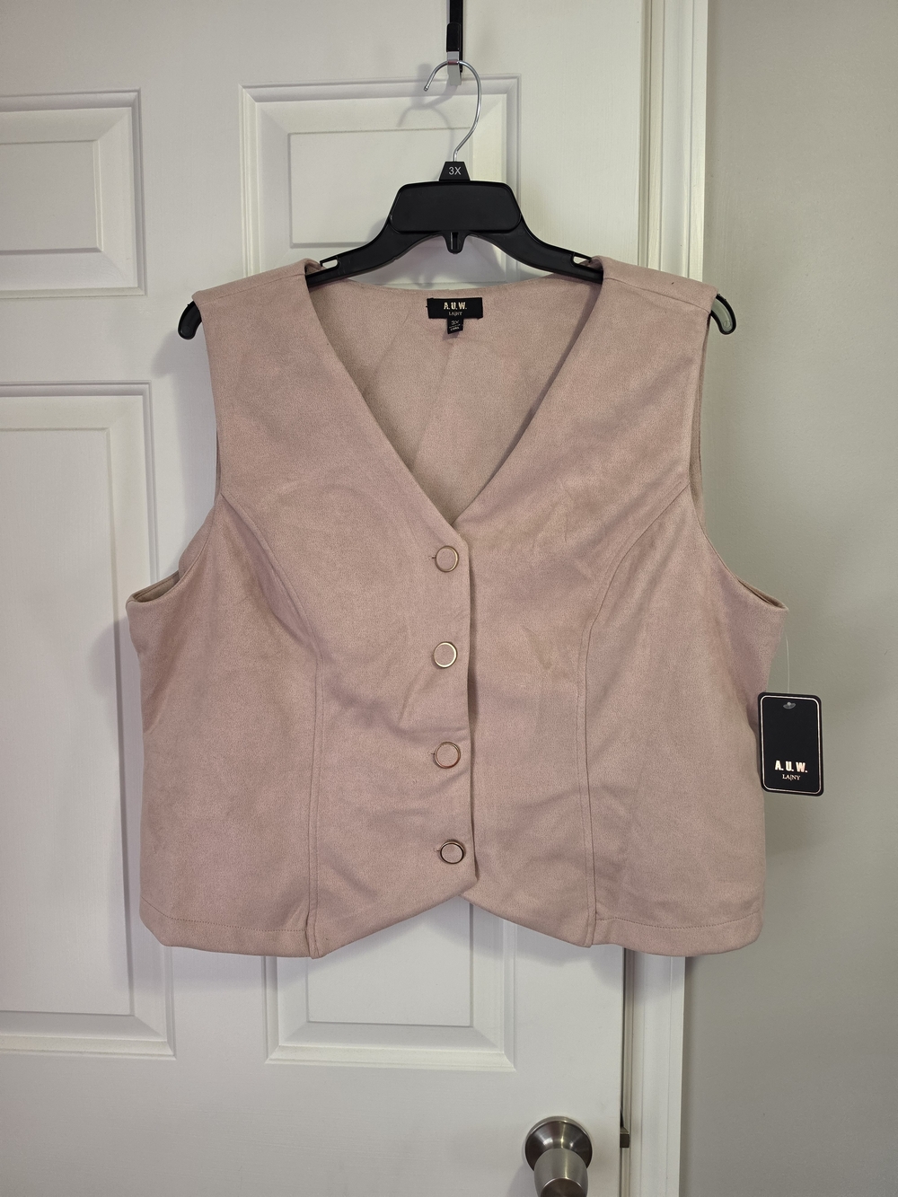 AUW Blush Pink Suede-Like Vest EUC 3x Fits Like 1-2x